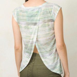 prAna Myrtle Open Overlap Back Top Size M - Green Mirage